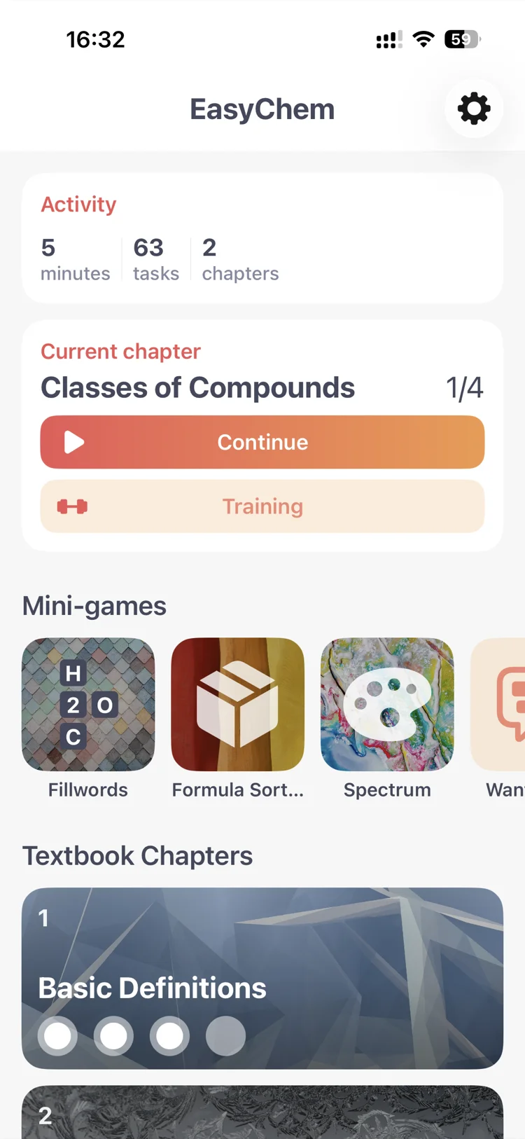 EasyChem chemistry learning app screenshot